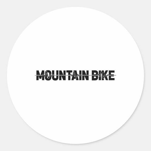 Mountain Bike - Biker Biking Mtb Ekg Heartbeat  Classic Round Sticker (Front)