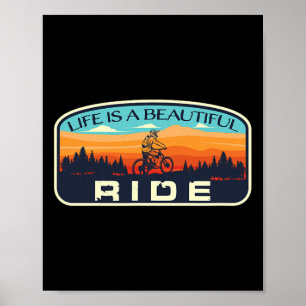 Mountain Bike Biking Cycling Retro Mtb Trail Enthu Poster