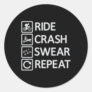 Mountain Bike Biking Repeat Downhill MTB Gift Idea Classic Round Sticker