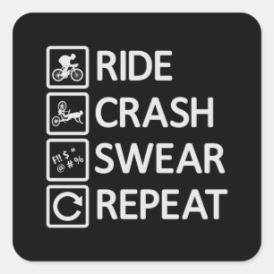 Mountain Bike Biking Repeat Downhill MTB Gift Idea Square Sticker