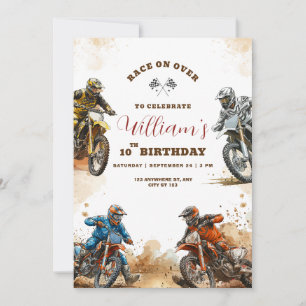Mountain Bike Birthday Dirt Bike Race Theme Kids Invitation