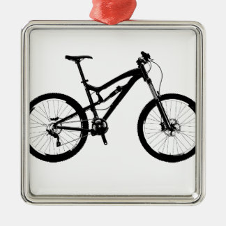 Mountain Bike - Black on White Metal Tree Decoration