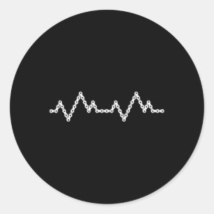 Mountain Bike Chain Heartbeat For Bikers Classic Round Sticker