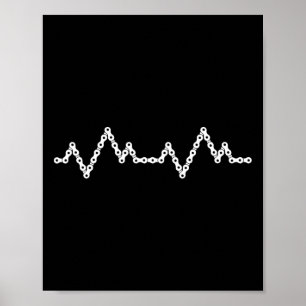 Mountain Bike Chain Heartbeat For Bikers Poster