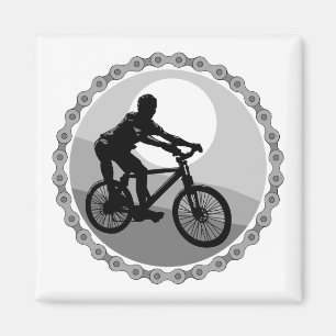 mountain bike chain sprocket grayscale magnet