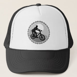 mountain bike chain sprocket grayscale trucker hat