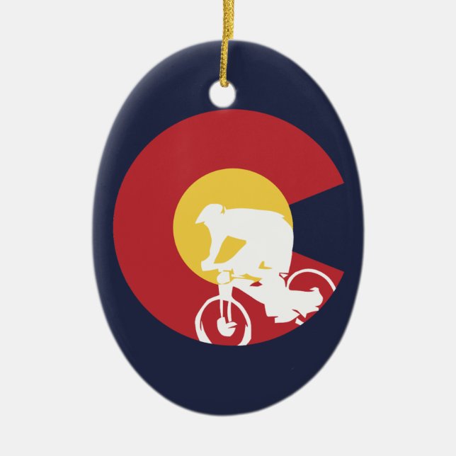 Mountain Bike Colorado Ceramic Ornament (Front)