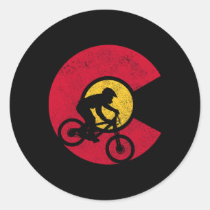 Mountain Bike Colorado Flag Mtb Biking Mountain Bi Classic Round Sticker