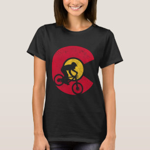 Mountain Bike Colorado Flag Mtb Biking Mountain Bi T-Shirt