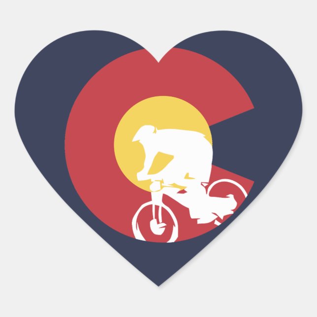 Mountain Bike Colorado Heart Sticker (Front)