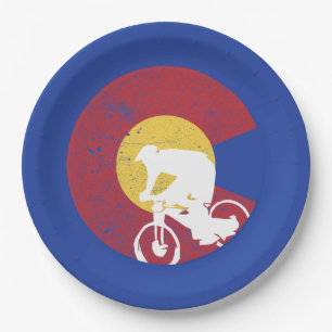 Mountain Bike Colorado Paper Plate