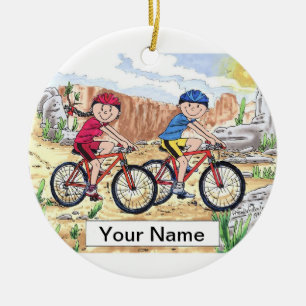 Mountain Bike Couple Ceramic Ornament