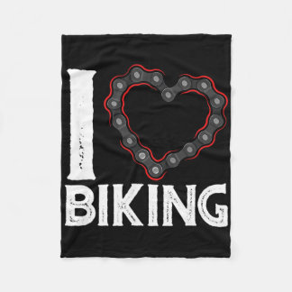 Mountain Bike Cycling Bicycle I Love Biking  Fleece Blanket