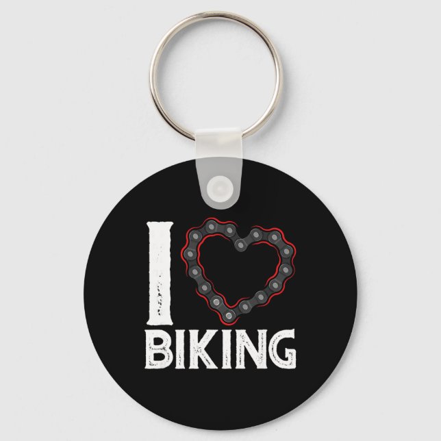 Mountain Bike Cycling Bicycle I Love Biking  Key Ring (Front)