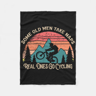 Mountain Bike Cycling Bicycle Old Men Biking Fleece Blanket