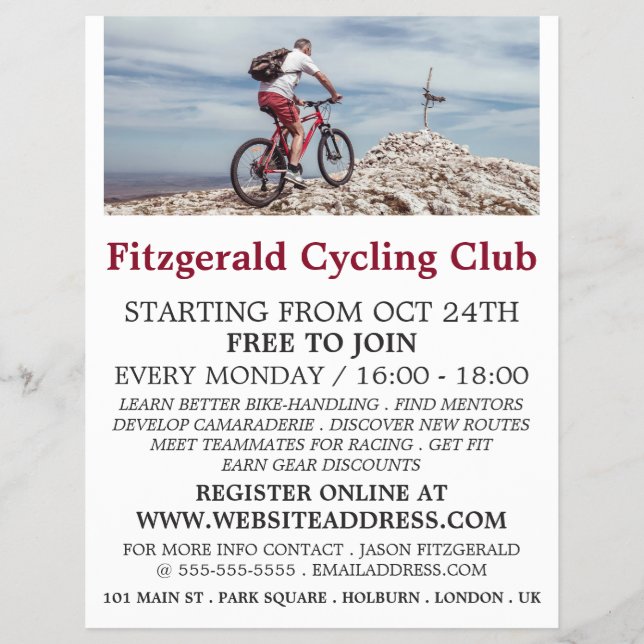 Mountain Bike, Cycling Club Advertising Flyer (Front)