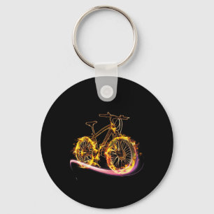 Mountain Bike Cycling Sports Cool Flame Biking Tee Key Ring