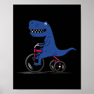 Mountain Bike Dinosaur . Mtb Biking Tee  Poster