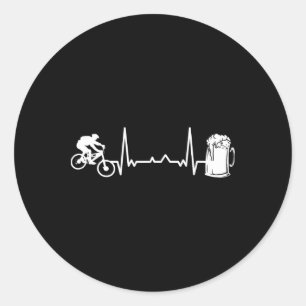 Mountain Bike Downhill - Heartbeat Ekg Bicycle Bik Classic Round Sticker