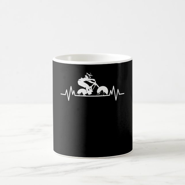 Mountain Bike Downhill Heartbeat Fun Bicycle Gift Coffee Mug (Center)