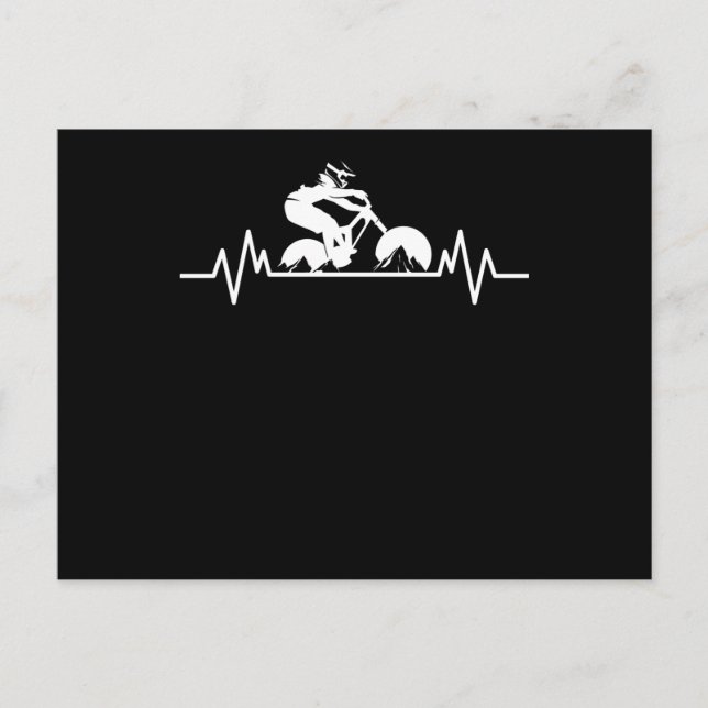 Mountain Bike Downhill Heartbeat Fun Bicycle Gift Postcard (Front)