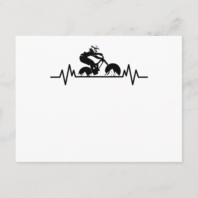 Mountain Bike Downhill Heartbeat Fun Bicycle Gift Postcard (Front)