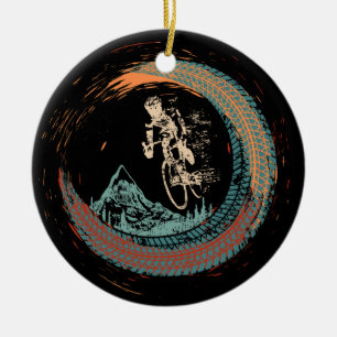 Mountain Bike Downhill MTB Vintage Mountain Biker  Ceramic Ornament