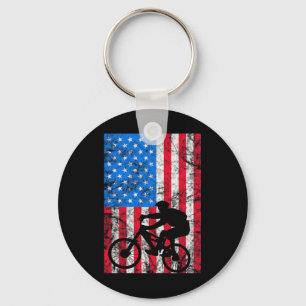 Mountain Bike Downhill - Us American Flag Mtb Wome Key Ring