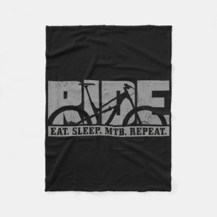 Mountain Bike Eat Sleep Mtb Repeat Downhill Biking Fleece Blanket