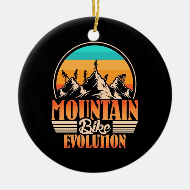 Mountain Bike Evolution Ceramic Ornament (Front)