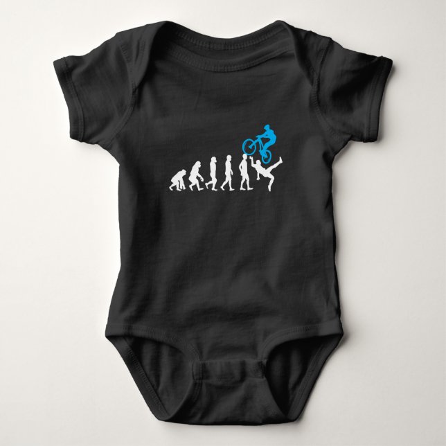 Mountain Bike Evolution MTB  Cyclist Funny Biker Baby Bodysuit (Front)