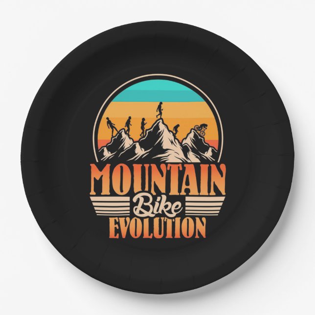 Mountain Bike Evolution Paper Plate (Front)