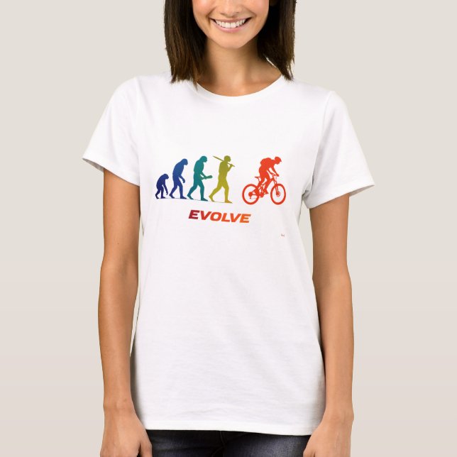 Mountain Bike Evolution Silhouette MTB Design T-Shirt (Front)