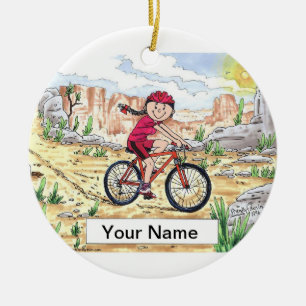 Mountain Bike - Female Ceramic Tree Decoration
