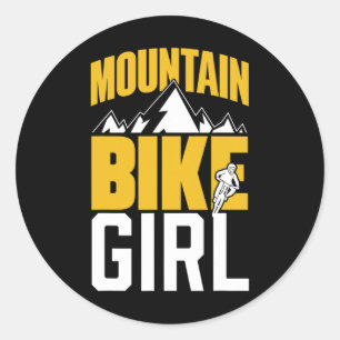 Mountain Bike Girl Mtb Mountainbike Biking Mountai Classic Round Sticker