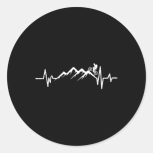 Mountain Bike Heart Rate Mountain Biking Heartbeat Classic Round Sticker