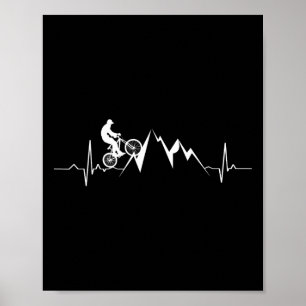 Mountain Bike Heartbeat Apparel Biking Biker Gift  Poster