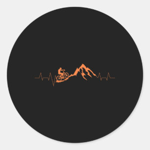 Mountain Bike Heartbeat Cute Bike Heartbeat Gift _ Classic Round Sticker