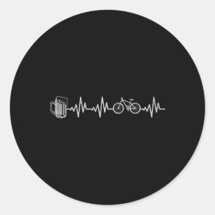 Mountain Bike Heartbeat Cycling Bicycle And Beer C Classic Round Sticker