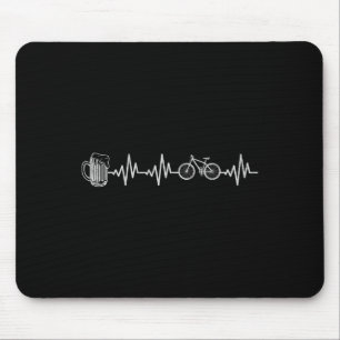 Mountain Bike Heartbeat Cycling Bicycle And Beer C Mouse Pad