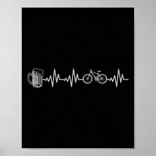 Mountain Bike Heartbeat Cycling Bicycle And Beer C Poster