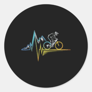 Mountain Bike Heartbeat Funny Biking _2  Classic Round Sticker