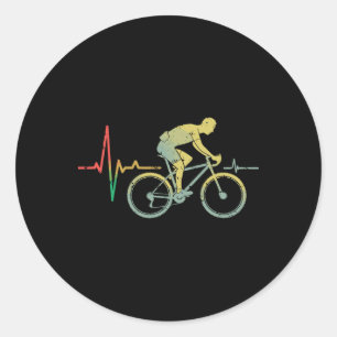 Mountain Bike Heartbeat Funny Biking Classic Round Sticker