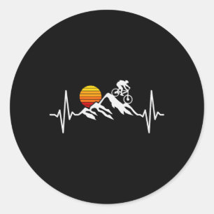 Mountain Bike Heartbeat Mtb Biking Cycling Bike Ri Classic Round Sticker