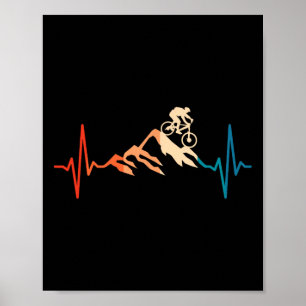 Mountain Bike Heartbeat Mtb Biking Cycling Bike Ri Poster