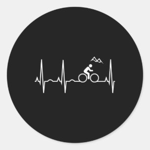 Mountain Bike Heartbeat Shirt Best Mountain Biking Classic Round Sticker
