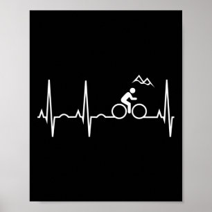 Mountain Bike Heartbeat Shirt Best Mountain Biking Poster