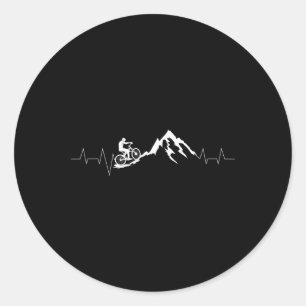 Mountain Bike Heartbeat Shirt Cute Bike Heartbeat Classic Round Sticker