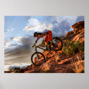 Mountain Bike in Rugged Mountain Terrain in Sunbea Poster