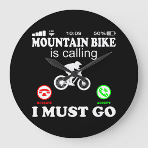 Mountain Bike is Calling Funny Telephone for Mount Large Clock